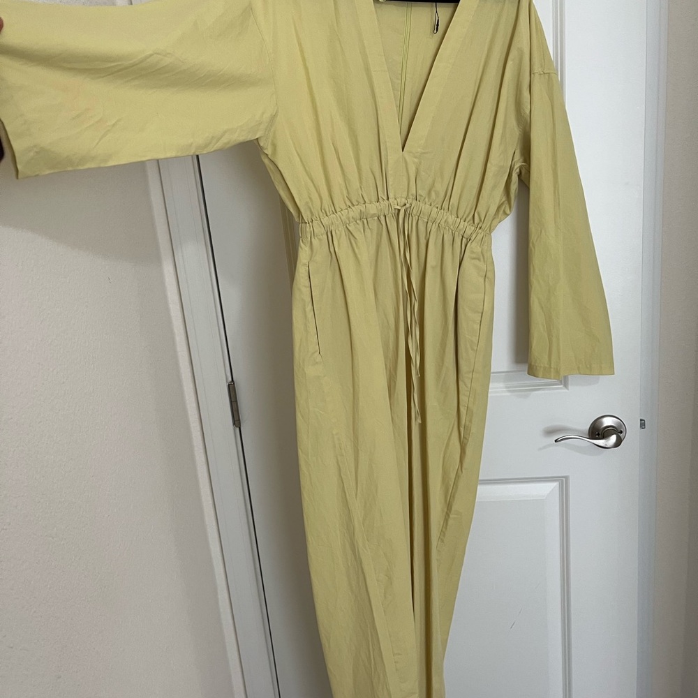Zara Light Yellow Long Sleeve Jumpsuit